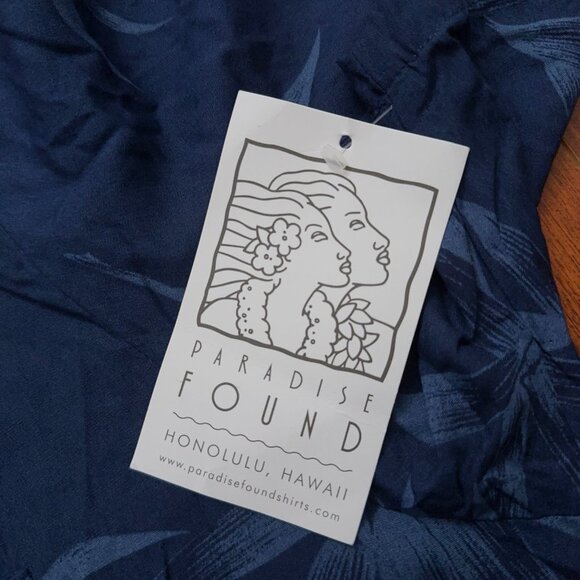 Paradise Found Shirt Mens Size XL Short Sleeve Hawaiian Floral Rayon Blue NWT - Picture 5 of 6